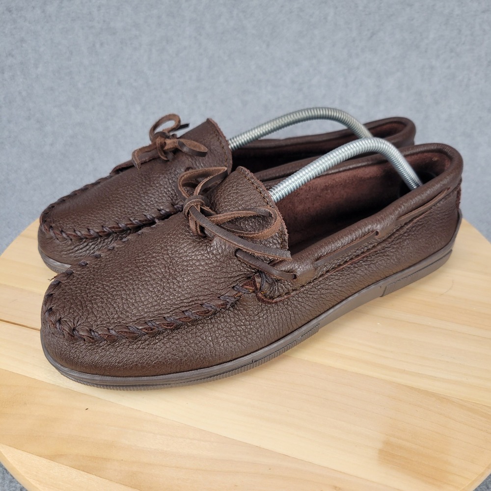Minnetonka Moosehide Classic Moccasin Mens 11 Brown Leather Slip On Loafers 892